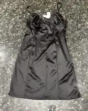 NWT TopShop Woman’s Black Silky Satin Mini Dress ( Size 6 )