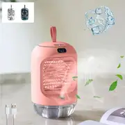 Portable Evaporative Air Cooler Fan, 3 Speed Mini Air Conditioner, Rechargeable with Night Light,for Office, Bedroom (Pink)