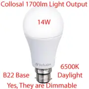 14W 1700lm Dimmable LED Light Globes Bulbs Lamp B22 Bayonet Daylight 6500K