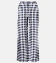 [Asceno] Asceno Aurelia gingham linen wide-leg pants AU 8 blue