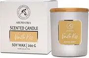 Scented Vanilla Kiss Aromatherapy Soy Wax Candle - Up to 45 Hours Burn Time - Glass Gift - Home Luxury and Sensual Fragrance