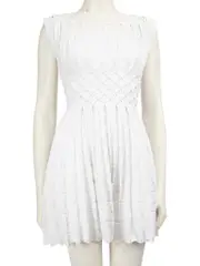 White Textured Mini Sleeveless Dress