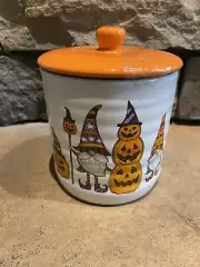 Cobwebs and Cauldrons Ceramic 6in Halloween Gnome Canister DD02B04012