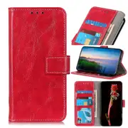 For iPhone 12 Pro Max Case, Retro Wild Horse Texture Folio PU Leather Case Wallet, Red