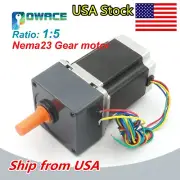 USA丨 Reduce Ratio 1:5 Nema23 Gearbox 57mm Stepper Motor 1.8deg 3A for CNC Router
