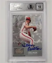 Steve Carlton signed 2005 Leaf Century Postmarks Silver #32 card BAS 10 auto