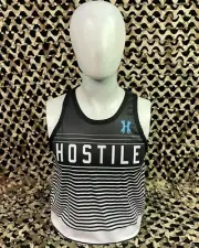 NEW HK Army Lined Up Dri Fit Tank Top - Black/White - Large