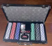 Professional Poker Collection Chip Set 300 Chips w/ Black Case, Dice - Sealed