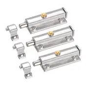 Door Flush Bolt, 4" Security Sliding Barrel Latch Lock W Spring Switch, 3PACK