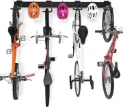 Bike Storage Rack, 4 Bike Racks and 3 Helmets Hooks, Wall Mounted Bike Storage R