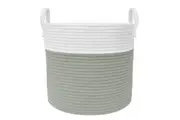 Living Textiles 35cm Cotton Rope Hamper Laundry Basket Storage Medium White Sage