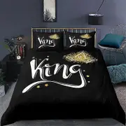 a253 Bed Sheets ed Couple Bedding Set I Love You Crown Duvet Cover Double Adult Kids Bedclothes Quilt Cover 3-Piece Bedding Set (1 Duvet Cover + 2 P