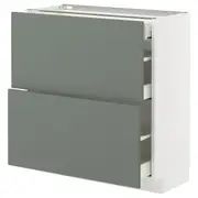 METOD / MAXIMERA base cab with 2 fronts/3 drawers, white/Nickebo matt grey-green, 80x37x80 cm