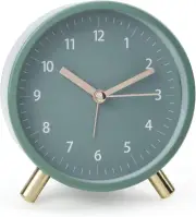 Alarm Clock 4.5" Bedside Battery Operated round Analog Clocks with Backlight for