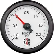 ST3161 White 52mm -1 to 2 Bar Universal T-Fitting Mechanical Boost Pressure Gauge