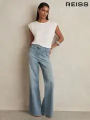 Reiss Light Blue Sakura Patch-Pocket Flared Jeans (F96663) | $325