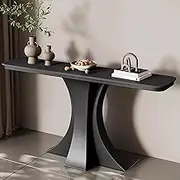 LYXWGRZD Console Table, Sofa Table with Stone Top, Entryway Table with Faux Marble Tabletop, Accent Foyer Table, Behind Couch Table for Hallway, Living Room, Foyer(Black C,150cm/59in)