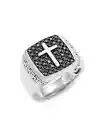 EFFY STERLING SILVER MEN'S RING CROSS SIZE 10 Black Sapphire NEW