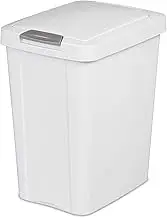 Sterilite 28L Touch-Lid Kitchen Bin – White Plastic Waste Basket with Polished Finish, Ideal for Kitchen, Bathroom, Office, and Home Use