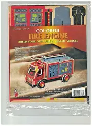 BUILD YOUR OWN FIRE & RESCUE VEHICLE FIRE ENGINE COLORED WOOD ages 6 and up