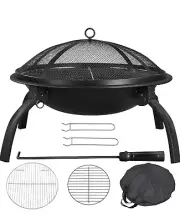 Yaheetech 21inch Fire Pit Portable Folding Steel Fire Bowl Garden Treasures F...