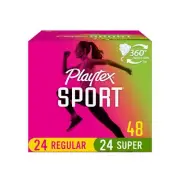 Playtex Sport Multi-Pack Regular & Super Plastic Applicator Unscented Tampons,