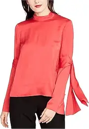 [RACHEL Rachel Roy] Rachel Roy Womens Tie Sleeves Knit Blouse, Red, 12
