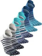 [Fourluoo] 3 Pairs Women Men Toe Socks Cotton Ankle Toe Socks Five Toe Socks Toe Separator Socks for Athletic Running