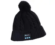 Bluetooth Beanie Ball Knit Cap Wireless Headphones Call Music Stereo Bluetooth Hat Music Headset Knit Cap-Black