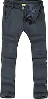 TBMPOY Men's Snow Ski Hiking Pants Waterproof Fleece Lined Pants Outdoor Mountain Softshell with Belt