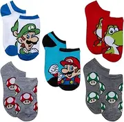 [Mario] Boys 5 Pack No Show Socks