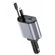 4 IN 1 Retractable Car Charger Cable Dual Port USB-C PD Fast Charging Adapter