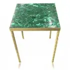 Malachite Gemstone Side Table, Square Malachite Stone Top Console Coffee Table