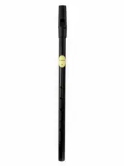 Feadog Brass Black Tin Whistle Key of D Penny Flute, Irish Made