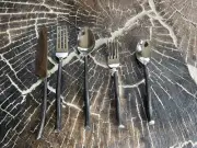 World Market TWIG 5 pc Rustic Flatware Silverware Set Black Oxidized Handles