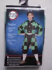 Boys Demon Slayer Tanjiro Cosplay Costume Jumpsuit Size Children X-LARGE 14-16