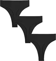 [Xlndsoea] Women's High Waisted Ribbed Cotton Thongs Stretchy Sport Panties High Cut Breathable Underwear 6-Pack
