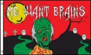 ZOMBIE 3X5' FLAG BANNER HALLOWEEN "ME WANT BRAINS" NEW IN PACKAGE ZOMBIES ZOMBY