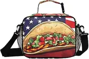 Taco American Flag Insulated Lunch Box for Women Men - Ideal for Work, Picnics - Includes Adjustable Shoulder Strap