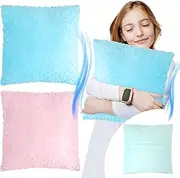 2 Pack Vibrating Pillow Sensory Pillow for Kids Pressure Activated 12 x 12 Massage Pillow with Textured Stimulation Bumps for Relieve Pain Stress Autistic Children Adults Gifts(Blue, Pink)