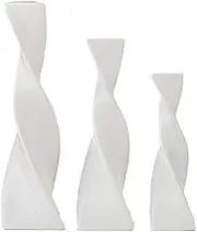 3 Pcs Geometric Twisted Matte Ceramic Flower Vases, Unique Slender Bud Vases Modern Decorative Vases, Minimalist Nordic Dried Flower Vases for Living Room, Bedroom, Bookshelf