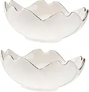 Alipis Floral Ceramic Dipping Sauce Bowls Porcelain Condiment Plates Set of 2 for Kitchen BBQ Picnic