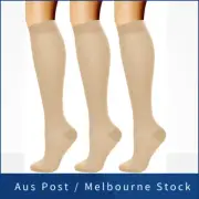 Compression Socks (3 Pairs) 15-20 mmhg Athletic & Medical Men Women Unisex Beige