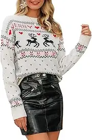 [BerryGo] Women's Long Sleeve Knit Pullover Sweater Ugly Christmas Reindeer Sweater