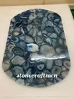 Blue Agate Coffee Oval Table , Agate Geode Living Room Furniture Christmas Sale