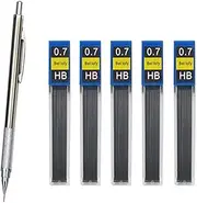 Kopida 0.5/0.7/0.9/1.3mm Stainless Steel Mechanical Pencil with 5 Tubes HB Lead Refill Drafting Pencil Automatic Pencil for Writing Sketching Drawing Design Stationery
