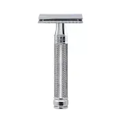 EDWIN JAGGER Knurled Handle Chrome Plated Double Edge Safety Razor FREE BLADE