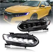LED HeadLamps Auto Accessories Start-Up Animation With A Splash Of Blue Compatible With Accord 10 Gen 2018-2022