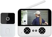 zolyet Video Doorbell Camera Wirel No Subscription with 4.3 inch IPS Screen High Definition Two Way o Auto Photo/Video No Mou Doorbell Chime for Home White
