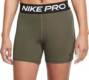 [Nike] Women's Pro 365 5 Inch Shorts, Medium Olive/Black/Black, X-Small